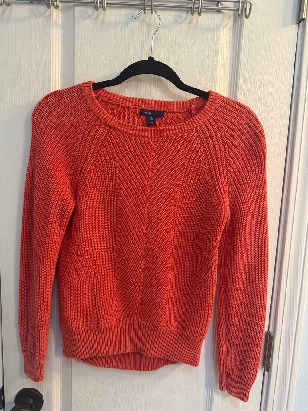 GAP Coral-Orange Textured Crewneck Sweater